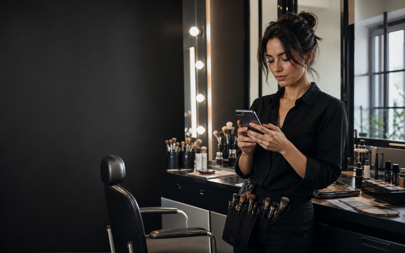 Profesionalna šminkerka priprema klijentkinju za fotografisanje